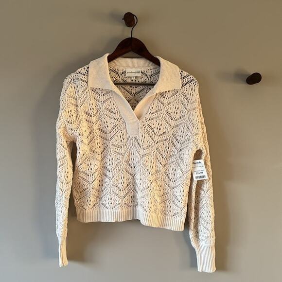 FRESHMAN 1996 CROCHET CABLE KNIT COLLAR SWEATER SIZE SMALL - Picture 1 of 5